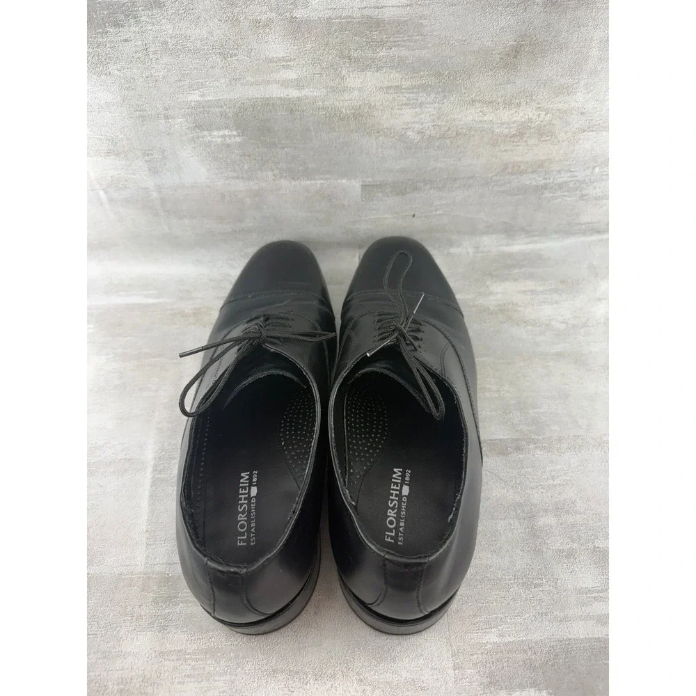 Florsheim Men Black Leather Cap Toe Oxford Dress Shoes 17168-01 Size 10.5B
